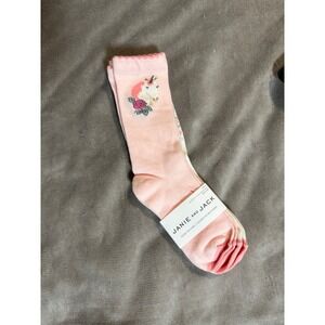NWT Janie and Jack‎ Socks 2 Pairs Size 10-11 Pink White Unicorn Girl Long Gift